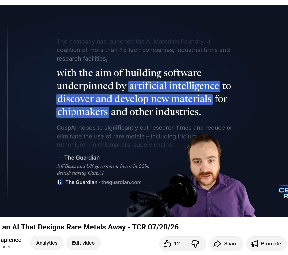 Ben Linford presenting an AI news story in The Century Report daily podcast